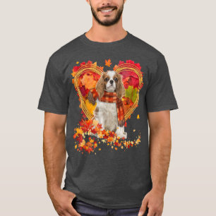 Cavalier King Charles Spaniel With Autumn Leaves T-Shirt