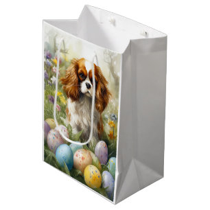 Cavalier King Charles Spaniel with Easter Eggs Medium Gift Bag
