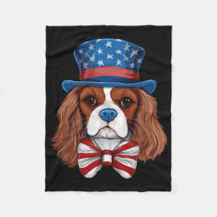 Cavalier King Charles Spaniel With Usa Flag Indepe Fleece Blanket
