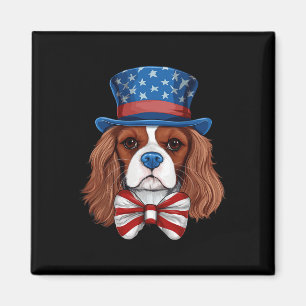 Cavalier King Charles Spaniel With Usa Flag Indepe Magnet