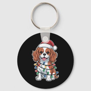 Cavalier King Charles Spaniel Wrapped In Christmas Key Ring