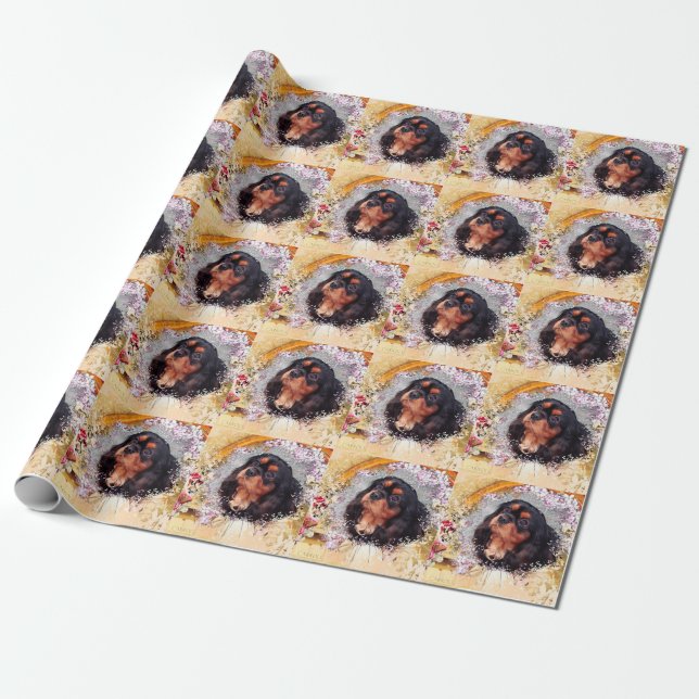 Cavalier King Charles Spaniel Wrapping Paper (Unrolled)