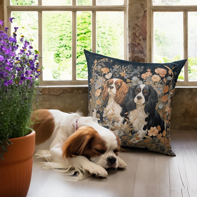 Cavalier King Charles Spaniels Antique Tapestry Cushion (Creator Uploaded)