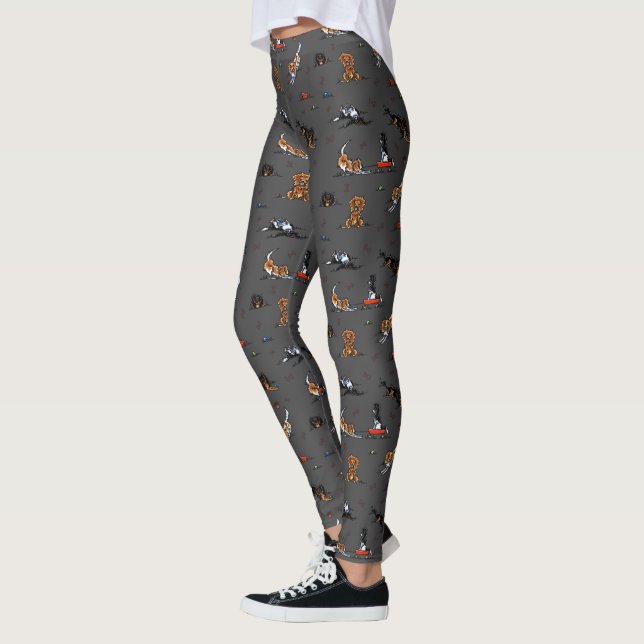 Cavalier King Charles Spaniels CKCS Doodles Leggings (Left)