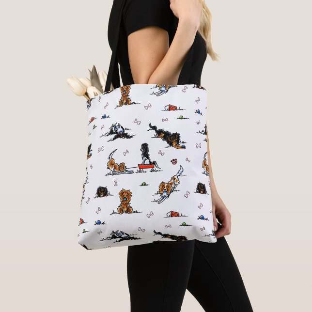 Cavalier King Charles Spaniels CKCS Doodles Tote Bag (Close Up)
