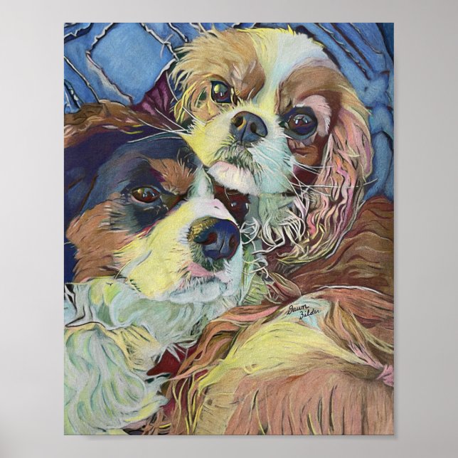 Cavalier King Charles Spaniel's Cuddling  Poster (Front)