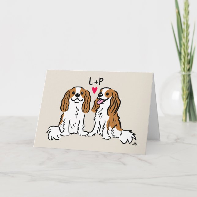 Cavalier King Charles Spaniels Custom Valentine Holiday Card (Front)