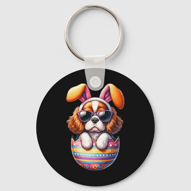 Cavalier King Charles Spaniels Dog Lover Easter Eg Key Ring (Front)