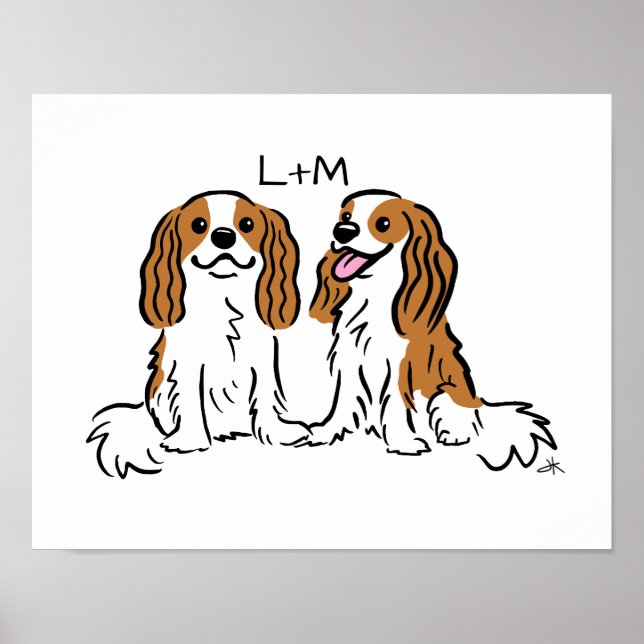 Cavalier King Charles Spaniels Dogs with Your Text Poster (Front)