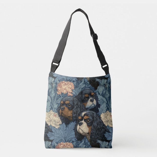 Cavalier King Charles Spaniels Victorian Garden  Crossbody Bag (Front)
