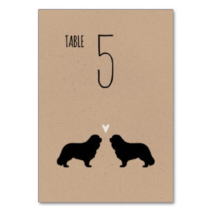Cavalier King Charles Spaniels Wedding Reception Table Number