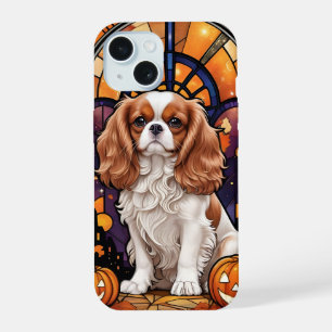 Cavalier King Charles Stained Glass Halloween Fall iPhone 15 Case