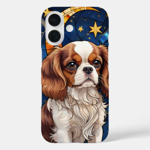 Cavalier King Charles Stained Glass Stars & Moon iPhone 16 Case
