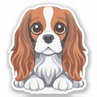 Cavalier king charles sticker illustrated