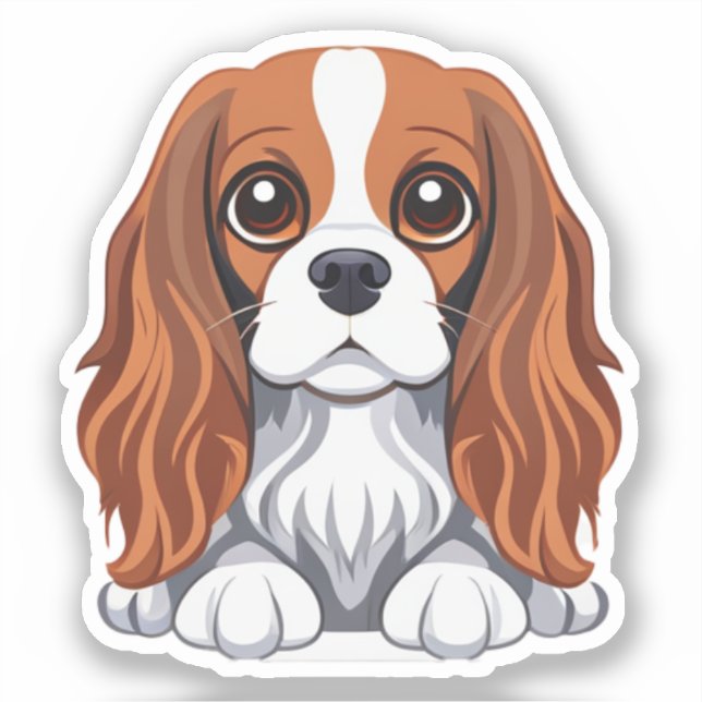 Cavalier king charles sticker illustrated (Front)