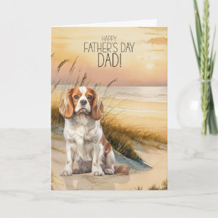 Cavalier King Charles Sunset Beach Father's Day Holiday Card