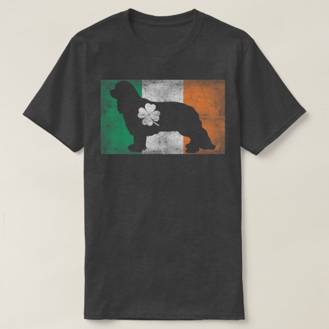 Cavalier King CharlesPatrick's Day Irish Flag Sain T-Shirt (Design Front)