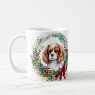 Cavalier King Christmas Wreath Festive Pup  Coffee Mug