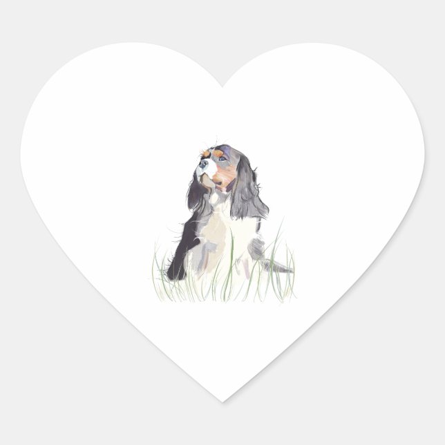 Cavalier King Cute Heart Sticker (Front)