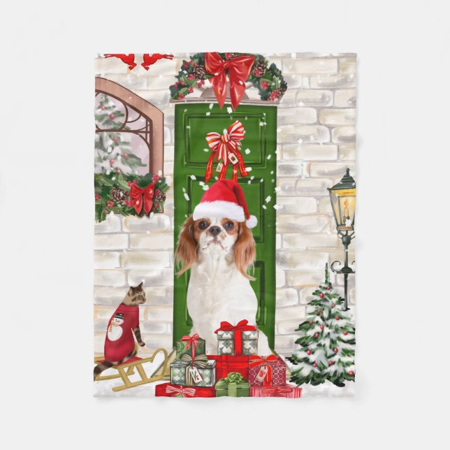 Cavalier King Dog Christmas   Fleece Blanket (Front)
