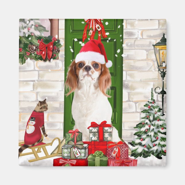 Cavalier King Dog Christmas   Magnet (Front)