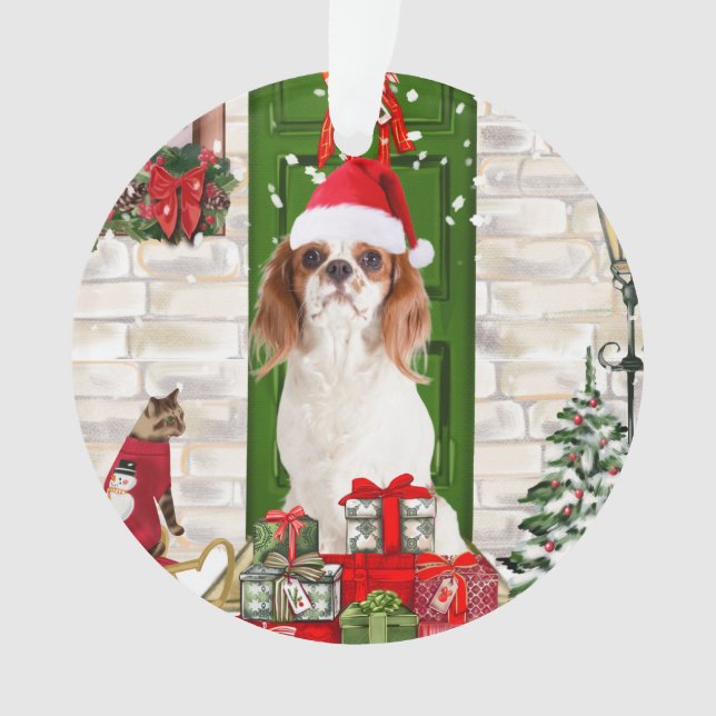 Cavalier King Dog Christmas    Ornament (Front)