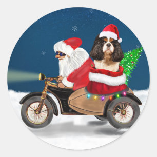 Cavalier King Dog Christmas Santa Claus  Classic Round Sticker