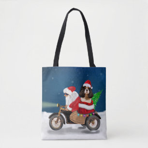 Cavalier King Dog Christmas Santa Claus  Tote Bag