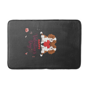 Cavalier King Dog Happy Valentines Day Floral Bath Mat