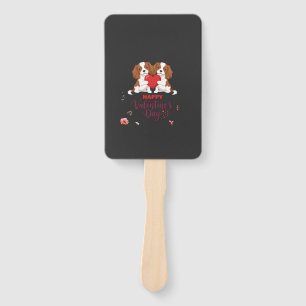 Cavalier King Dog Happy Valentines Day Floral Hand Fan