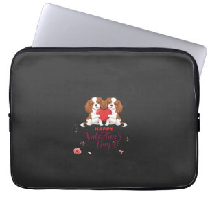 Cavalier King Dog Happy Valentines Day Floral Laptop Sleeve