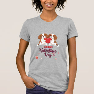 Cavalier King Dog Happy Valentines Day Floral T-Shirt