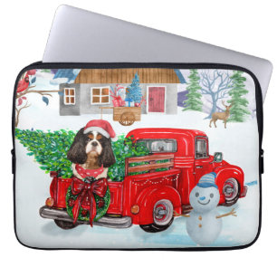 Cavalier King Dog In Christmas Delivery Truck Snow Laptop Sleeve
