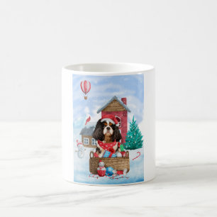 Cavalier King Dog In snow Christmas Dog House Coffee Mug