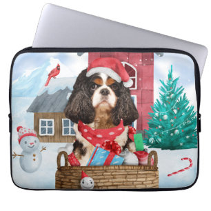 Cavalier King Dog In snow Christmas Dog House Laptop Sleeve