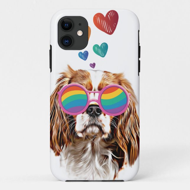 Cavalier King Dog with Hearts Valentine's Day Case-Mate iPhone Case (Back)