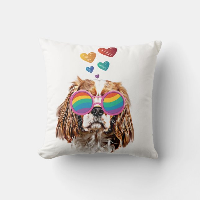 Cavalier King Dog with Hearts Valentine's Day  Cushion (Front)