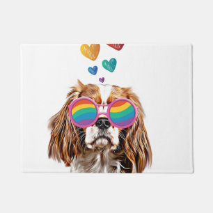 Cavalier King Dog with Hearts Valentine's Day Doormat