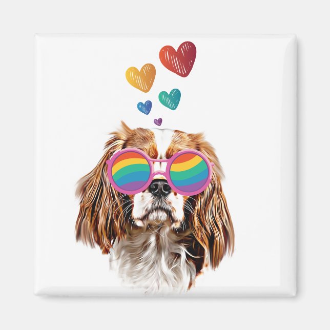 Cavalier King Dog with Hearts Valentine's Day Magnet (Front)