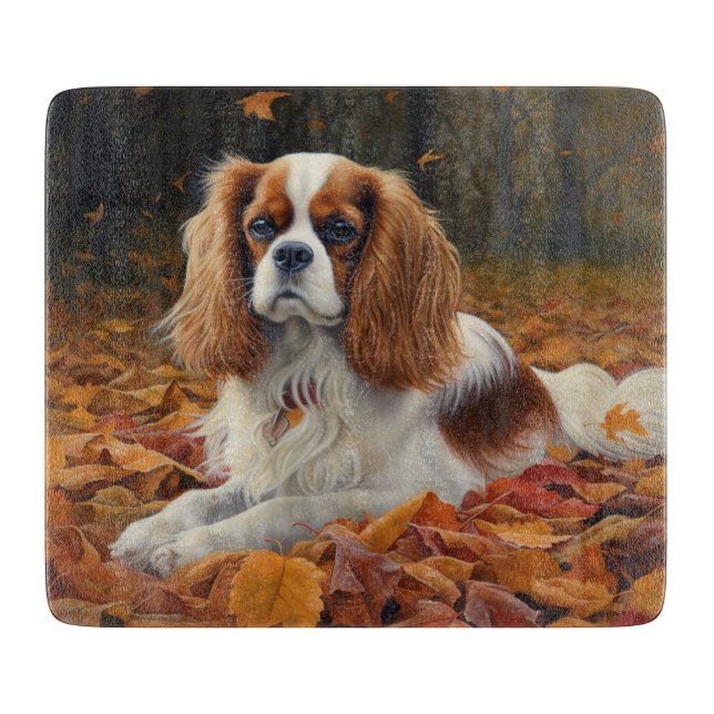 Cavalier King  in Autumn Leaves Fall Inspire  Cutting Board (Front)