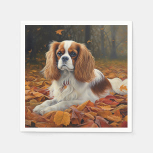Cavalier King in Autumn Leaves Fall Inspire Napkin