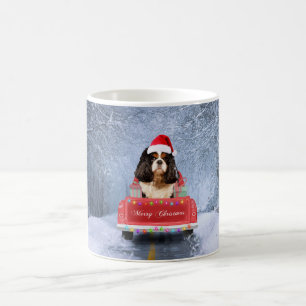 Cavalier King  in Snow sitting in Christmas Truck  Coffee Mug
