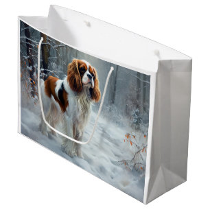 Cavalier King Let It Snow Christmas Brushed Large Gift Bag