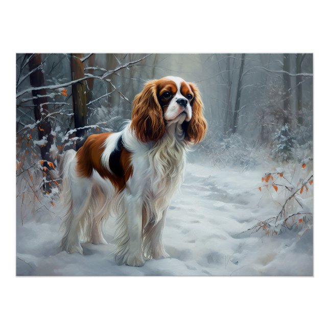Cavalier King Let It Snow Christmas Brushed  Poster (Front)