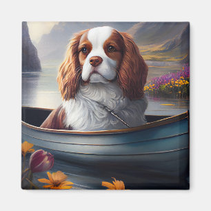Cavalier King on a Paddle: A Scenic Adventure Magnet