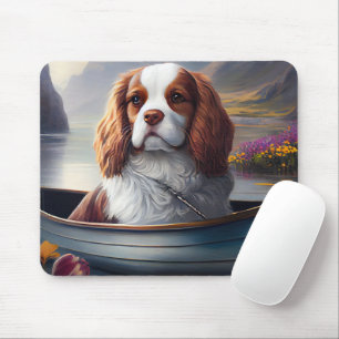 Cavalier King on a Paddle: A Scenic Adventure Mouse Pad