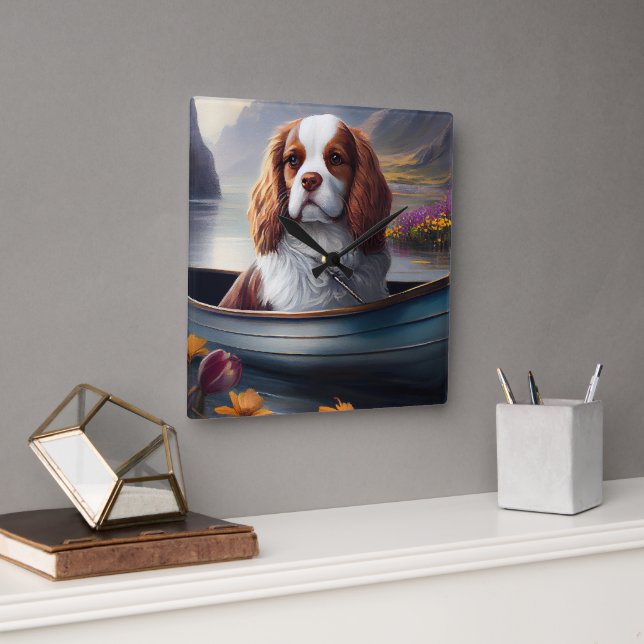 Cavalier King on a Paddle: A Scenic Adventure Square Wall Clock (Office)