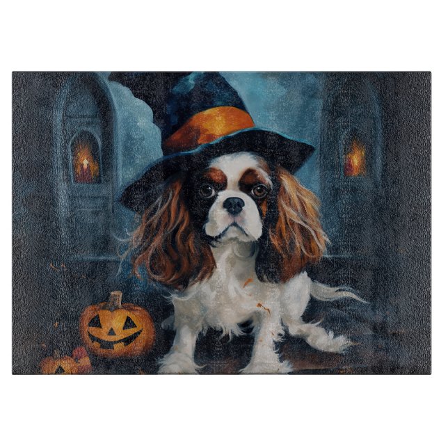 Cavalier King Pumpkins Halloween Scary  Cutting Board (Front)
