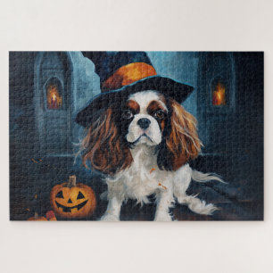 Cavalier King Pumpkins Halloween Scary  Jigsaw Puzzle