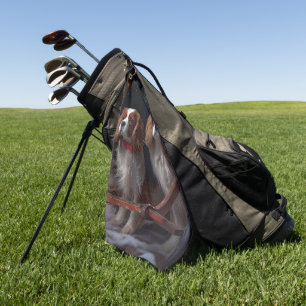 Cavalier King Snowy Sleigh Christmas Decor   Golf Towel